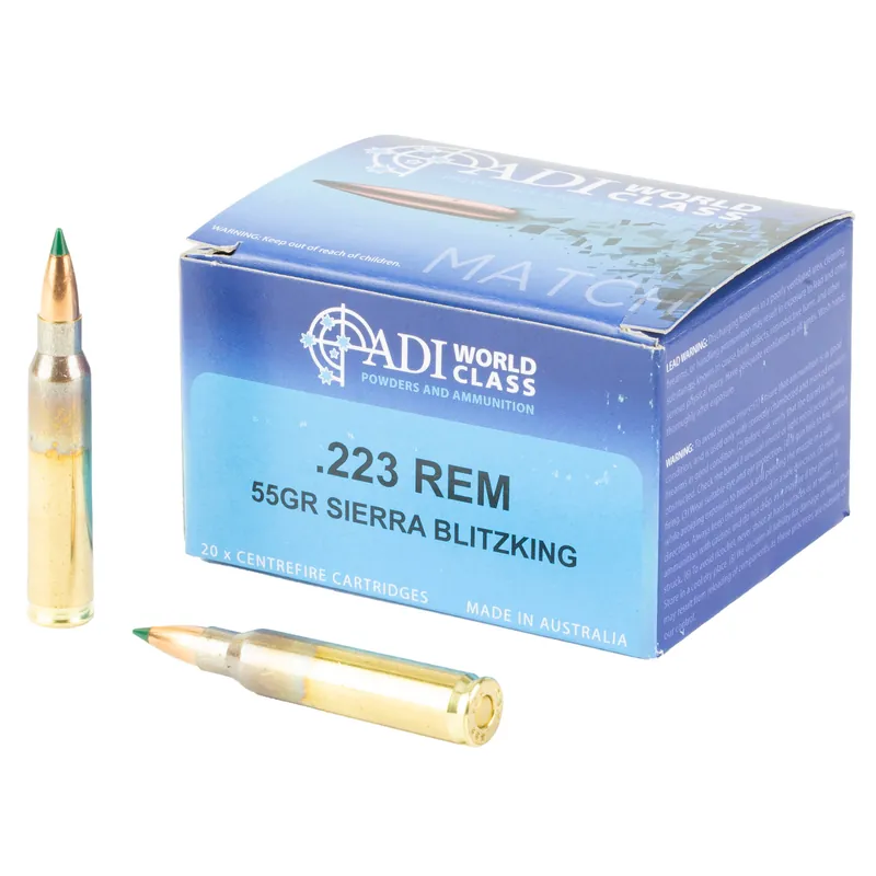 ADI 223 Remington 55 Grain Sierra BlitzKing Boat Tail - 20 Rounds/200 Rounds