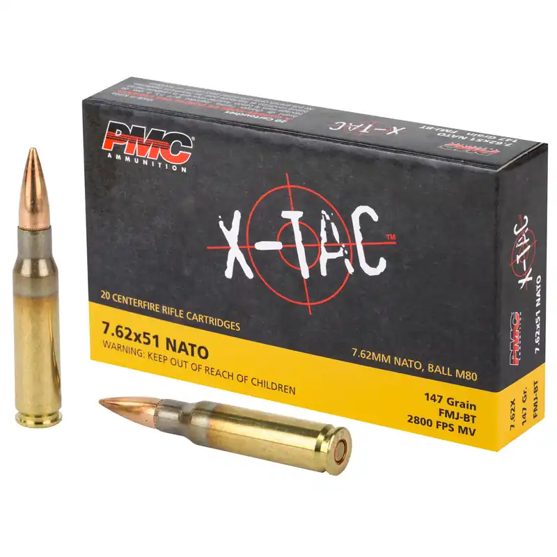 PMC XTAC 7.62 NATO 147 Grain FMJ BT Ammunition - 20 Rounds/500 Rounds
