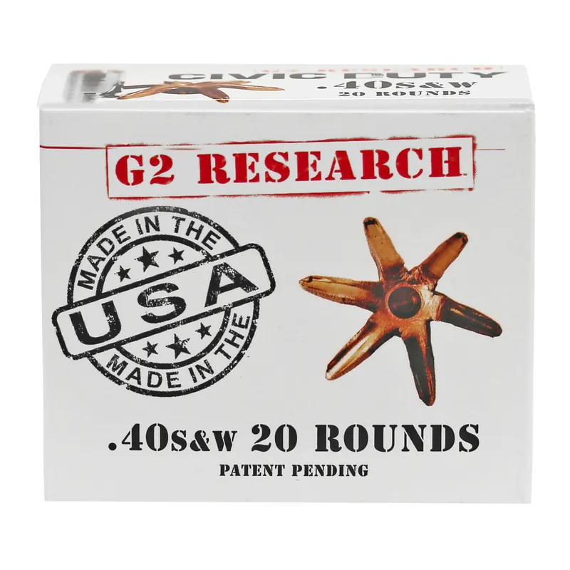 G2R Civic Duty .40 S&W 122 Grain Ammunition - 20 Rounds per Box, 500 Rounds per Case