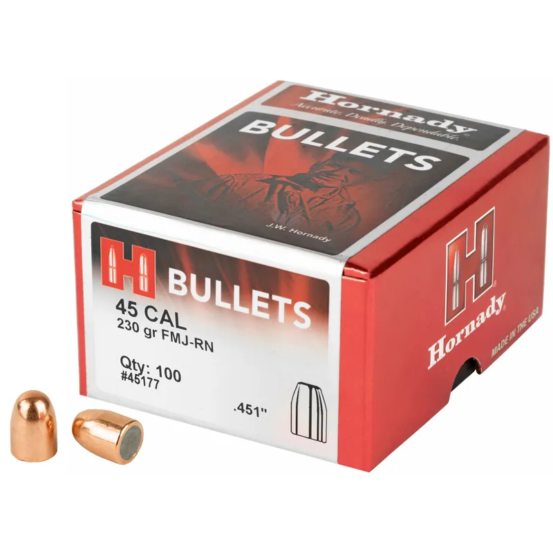 Hornady FMJ-RN .45 Caliber .451 230 Grain Bullets - 100 Count