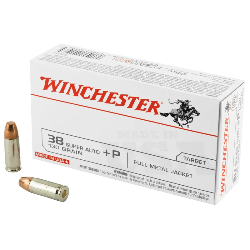 Winchester USA 38 Special +P 130 Grain Full Metal Jacket Ammunition - 50 Rounds/500 Rounds