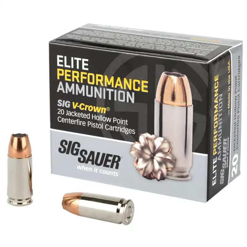 SIG Ammo 9mm 115gr JHP - 20 Rounds per Box, 200 Rounds per Case
