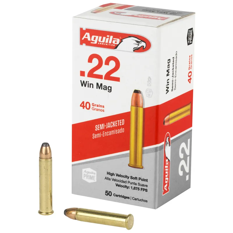 AGUILA 22WMR 40GR SP Ammunition - 50 Rounds per Box, 1000 Rounds per Case