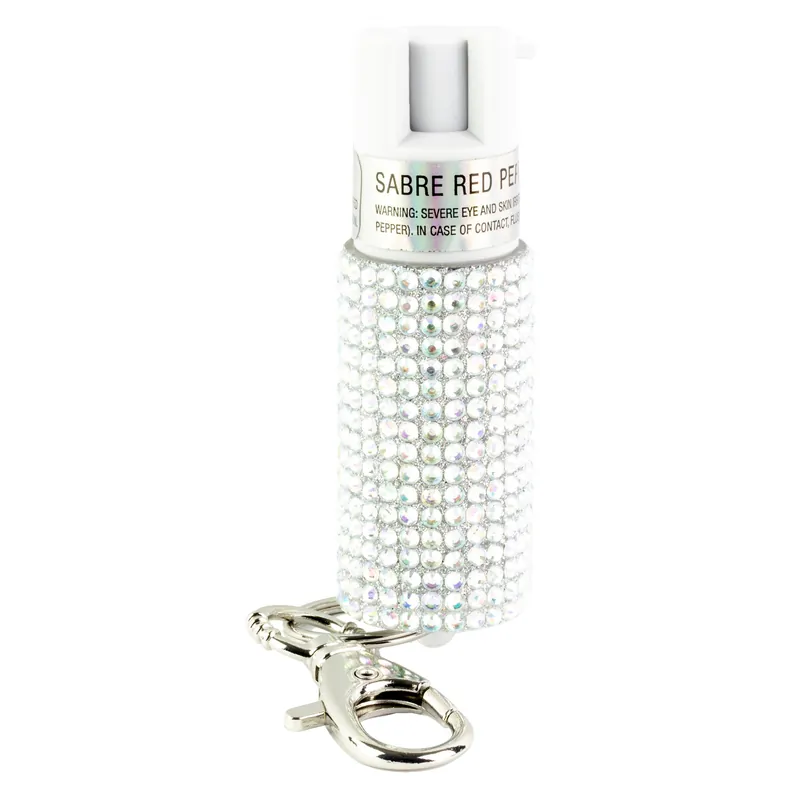 SABRE Jeweled Key Ring Pepper Spray - Silver