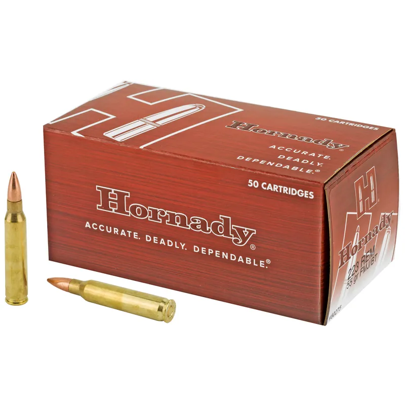 Hornady 223 Remington 55 Grain Full Metal Jacket Ammunition - 50 Rounds/500 Rounds
