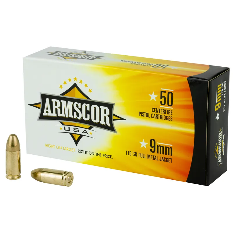 ARMSCOR 9MM 115GR FMJ Ammunition - 50 Rounds/1000 Rounds Available