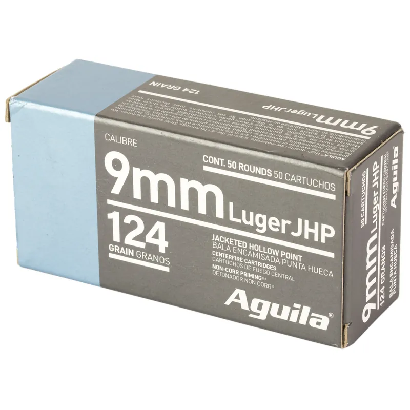AGUILA 9MM 124GR JHP Ammunition - 50 Rounds/500 Rounds
