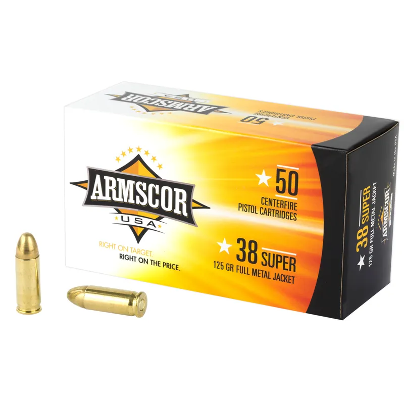 ARMSCOR .38 Super 125 Grain FMJ Ammunition - 50 Rounds/1000 Rounds