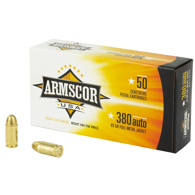 ARMSCOR .380 ACP 95 Grain FMJ Ammunition - 50 Rounds/1000 Rounds