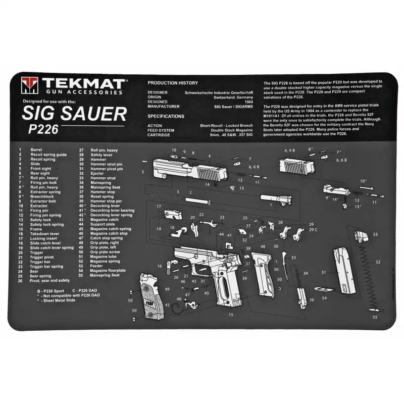 TEKMAT SIG P226 Pistol Cleaning Mat - Black