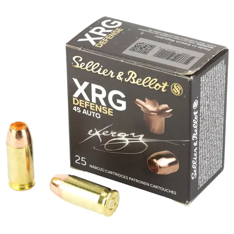 S&B 45ACP 165GR XRG Ammunition - 25 Rounds per Box, 1000 Rounds per Case