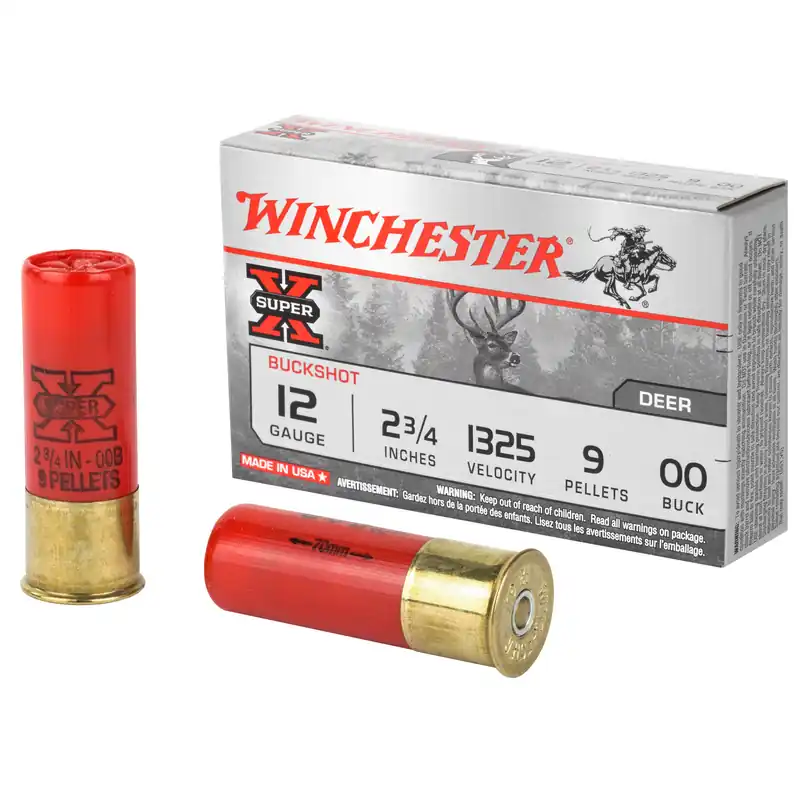 Winchester Super-X 12 Gauge 2.75" 00 Buckshot 9 Pellets 5/250 Pack