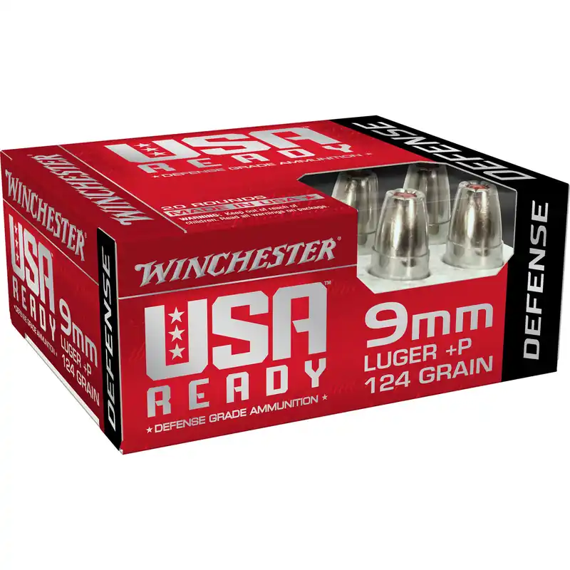 Winchester 9mm Luger +P 124 Grain Hollow Point Ammunition - 20 Rounds/200 Rounds