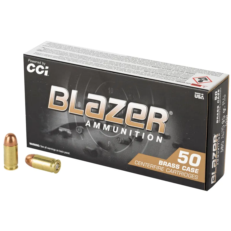 BLAZER BRASS 380ACP 95GR FMJ Ammunition - 50 Rounds/1000 Rounds