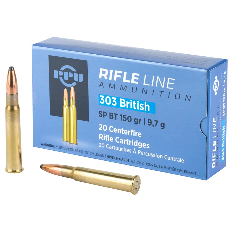 PPU 303 British Soft Point 150 Grain Ammunition - 20 Rounds per Box, 200 Rounds per Case