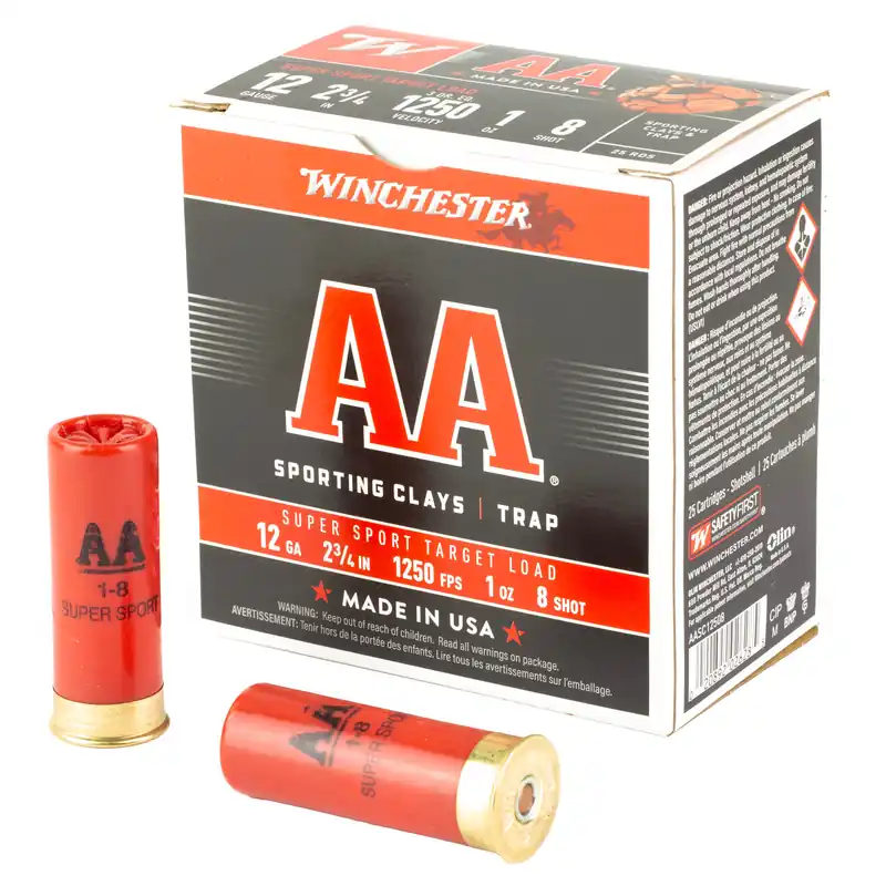 Winchester AA Super Sport 12 Gauge 2-3/4" #8 Shot, 25 Rounds per Box, 250 Rounds per Case