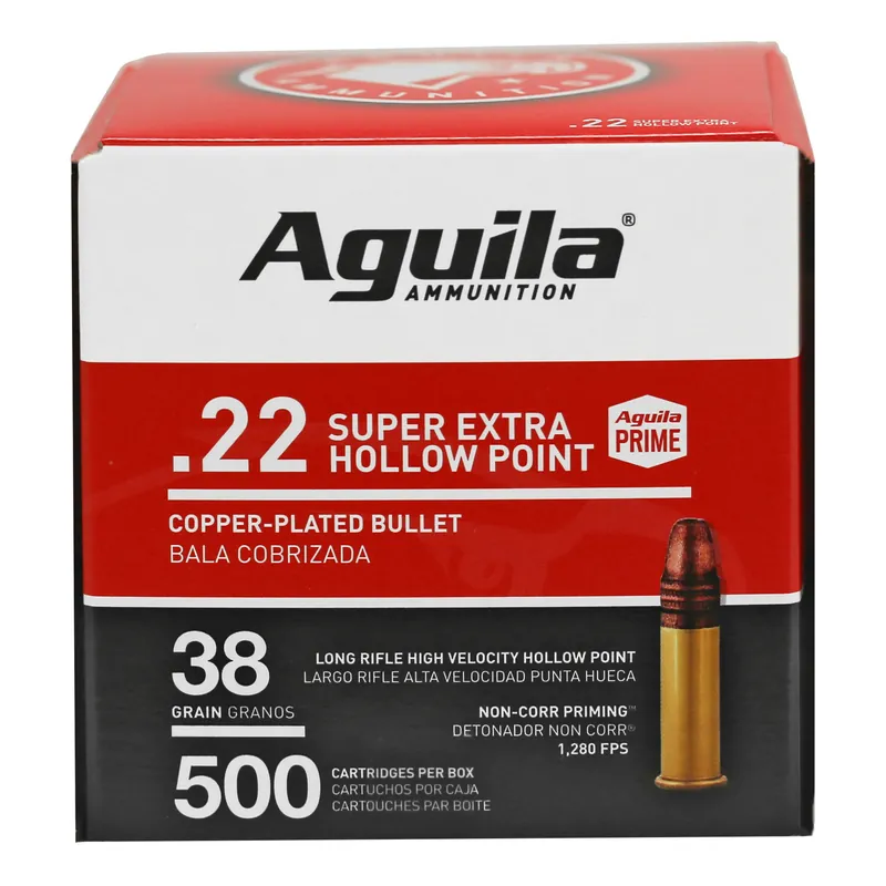 AGUILA .22LR High Velocity Hollow Point 38 Grain 500 Rounds Pack