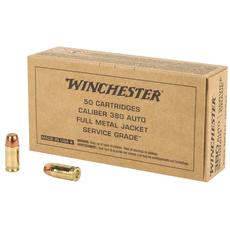 Winchester Service Grade .380 ACP 95 Grain FMJ - 50 Rounds/500 Rounds