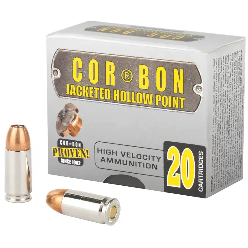 CORBON 9MM+P 125GR JHP Ammunition - 20 Rounds/Box, 500 Rounds/Case