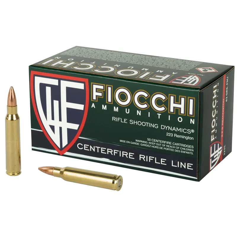 FIOCCHI .223 Remington 62 Grain FMJBT Ammunition - 50 Rounds/1000 Rounds