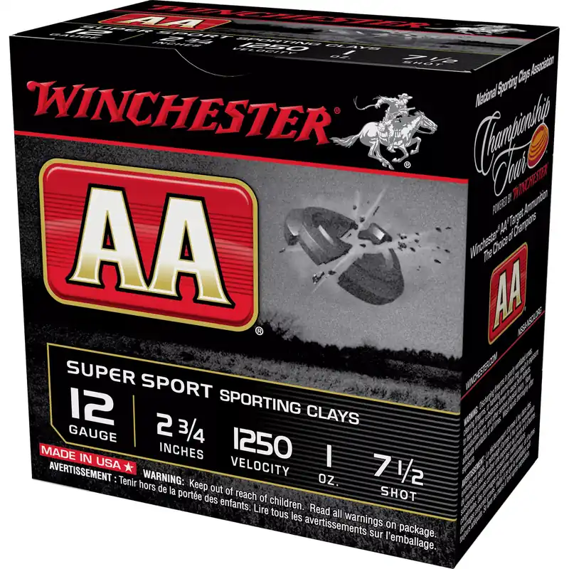Winchester AA Sporting Clays 12 Gauge 2.75" #7.5 Shot, 25 Rounds per Box, 250 Rounds per Case