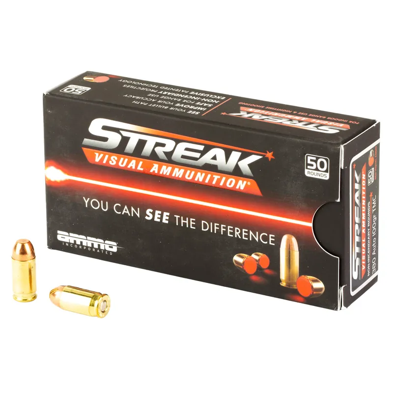 STREAK RED 380AUTO 100GR TMC Ammunition - 50 Rounds/1000 Rounds