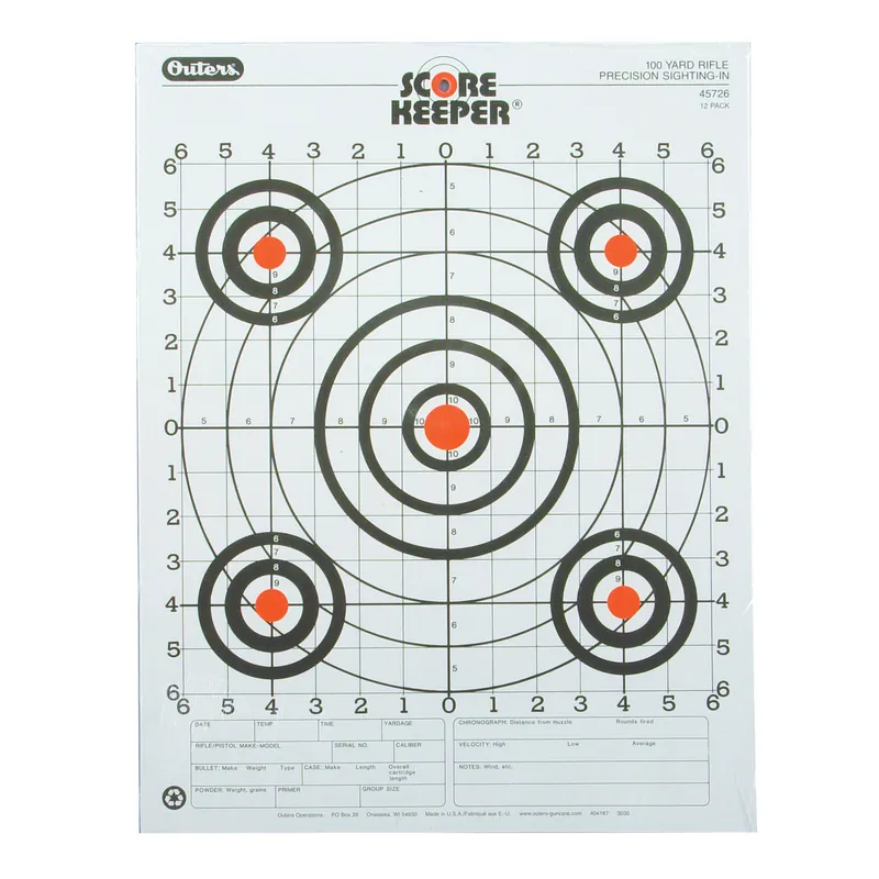 Champion 100-Yard Rifle Sight-In Target Pack (12 Pieces)