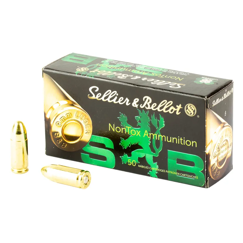 S&B Non-Toxic 9mm 115gr TFMJ Ammunition - 50 Rounds per Box, 1000 Rounds per Case