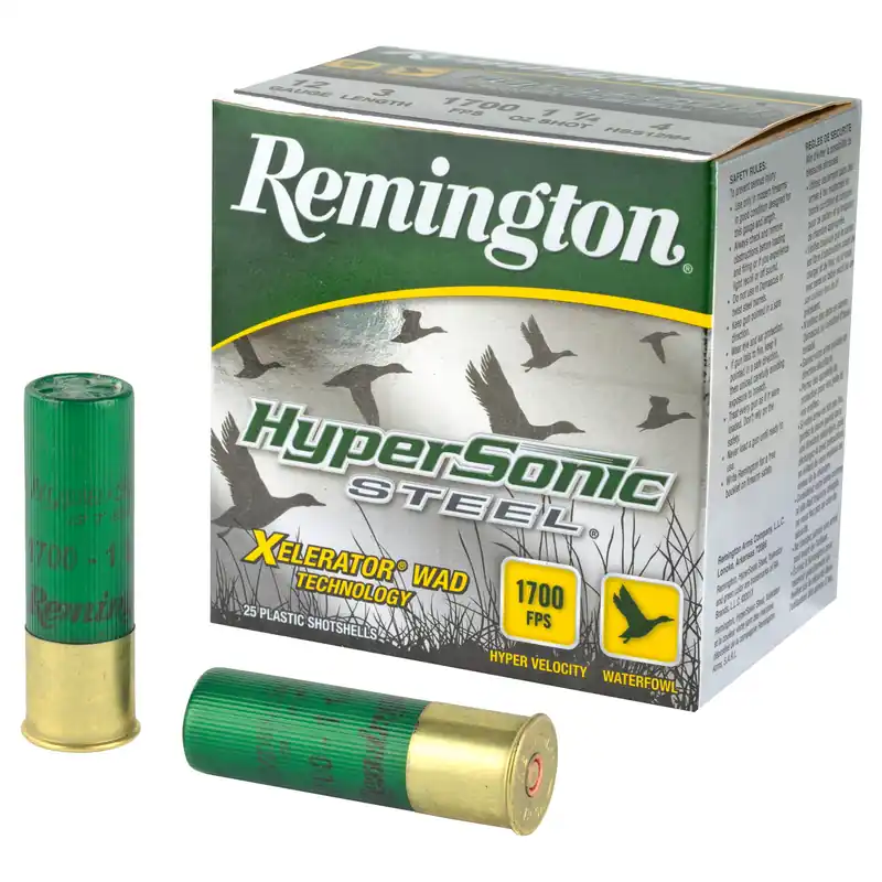 Remington Hypersonic Steel 12 Gauge 3" #4 Shot, 25 Rounds per Box, 250 Rounds per Case