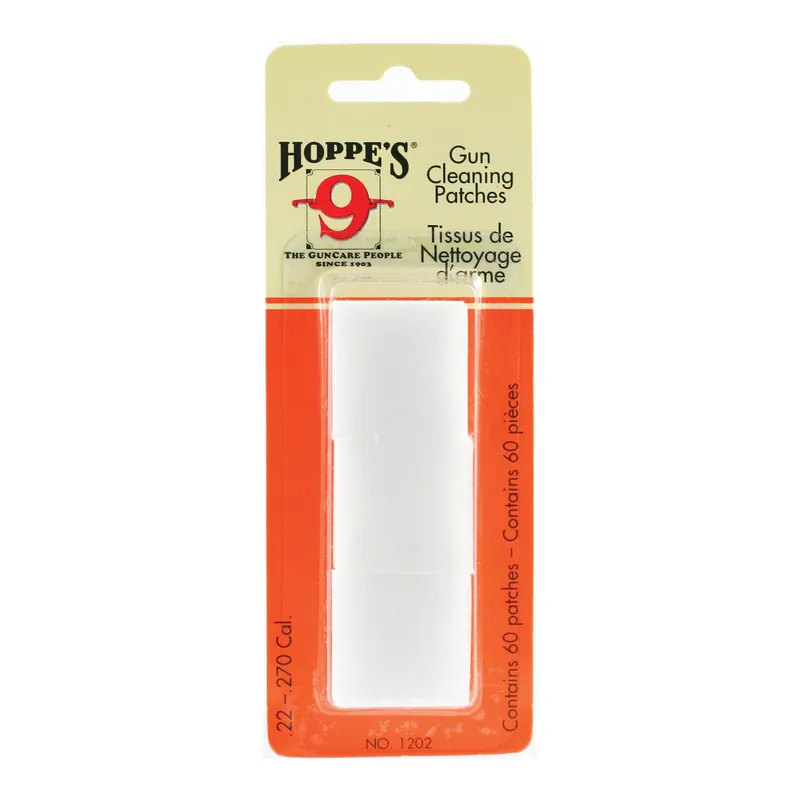Hoppes Cleaning Patches for .22 to .270 Caliber, 60-Pack