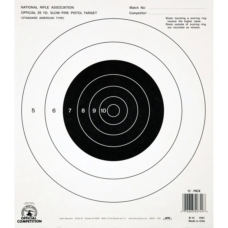 Champion NRA B16 25-Yard Pistol Target Sheets, 100-Pack