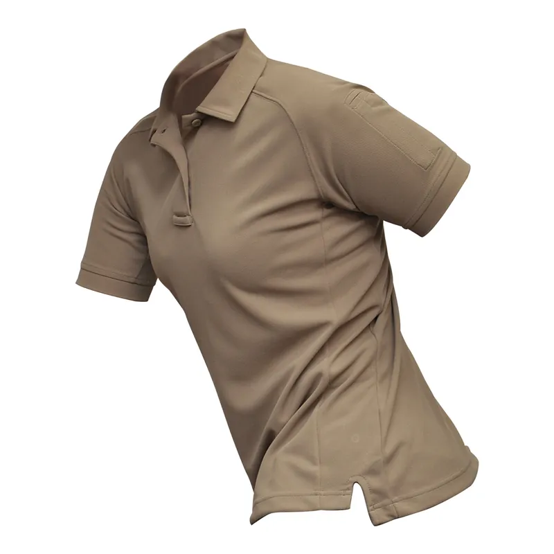 Women's Tan Short Sleeve Polo - Large