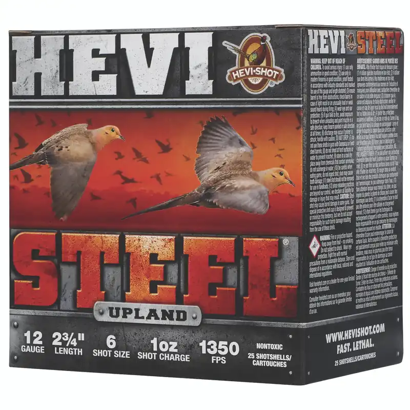 HEVI STL UPLND 12GA 2.75" #6 Shotgun Shells - 25 Rounds per Box, 250 Rounds per Case