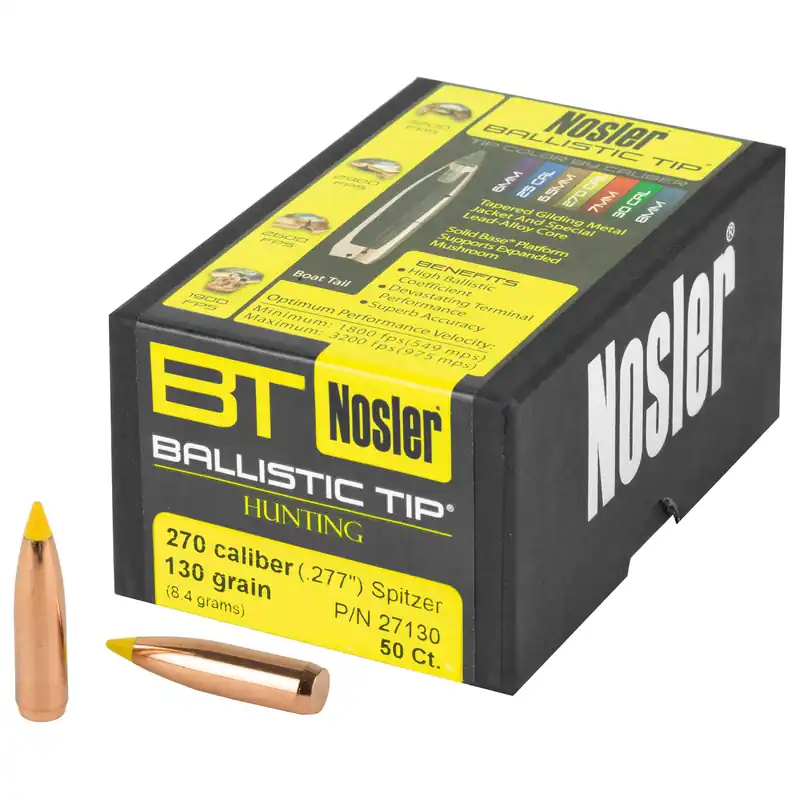 NOSLER .270 Caliber 130 Grain Bullets - 50 Count