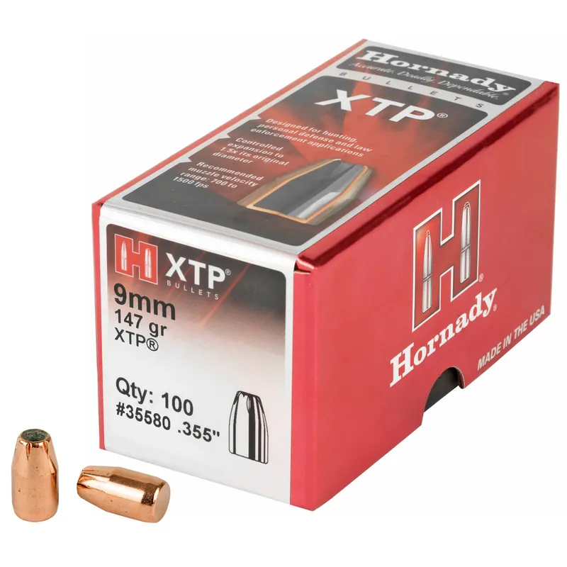 Hornady XTP 9mm .355 147 Grain Bullets - 100 Count