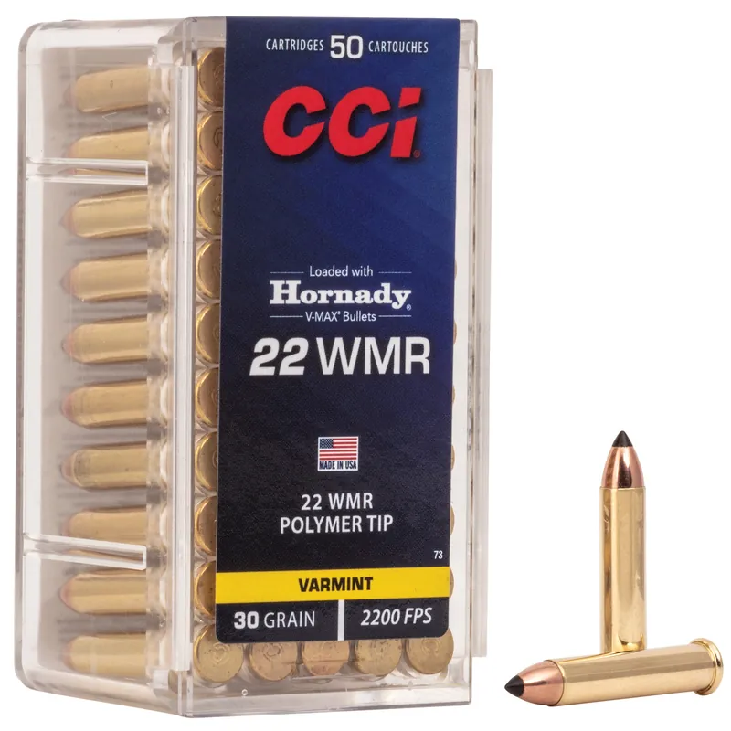 CCI 22WMR 30GR V-MAX Ammunition - 50 Rounds per Box, 2000 Rounds per Case