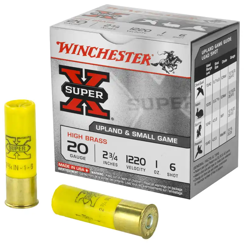 Winchester Super-X 20 Gauge 2.75" #6 Shot, 25 Rounds per Box, 250 Rounds per Case