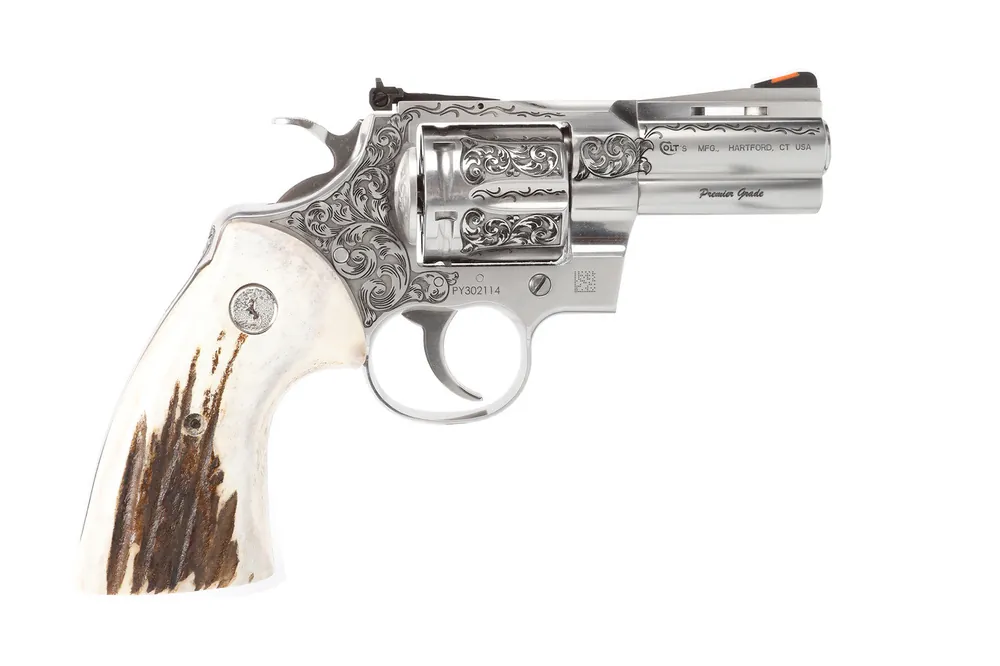 Engraved Python 357MAG 3" with Stag Grips