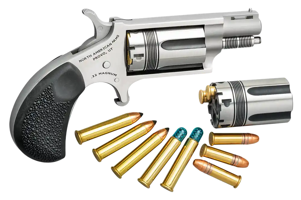 North American Arms Wasp 22MSCTW: Dual Caliber Revolver with Stainless Steel Finish and Rubber Grip