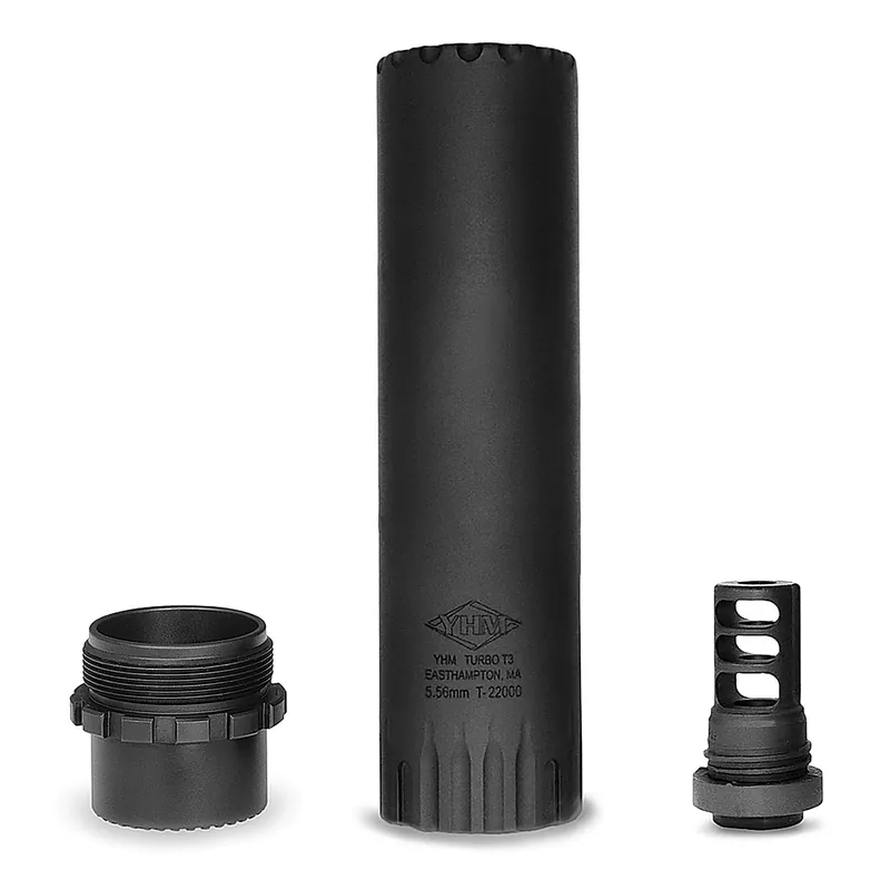 YHM Turbo T3 5.56 Suppressor with Quick Detach Muzzle Brake - Black