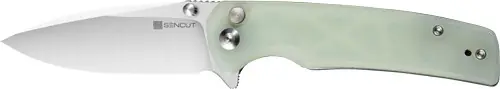 Satin Button Lock Sencut Sachse Knife 3.47" - Natural G10 Handle