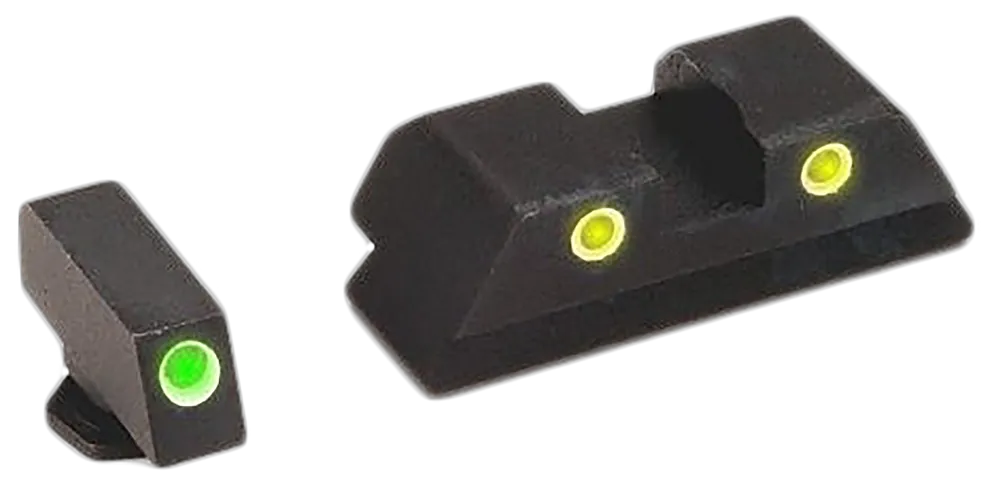 AmeriGlo GL121 Classic Tritium Sight Set for Glock - Green Front, Yellow Rear