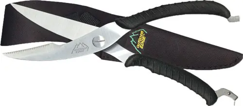 Outdoor Edge Game Shears with 3.5" Stainless Steel Blades and Nylon Sheath - Black