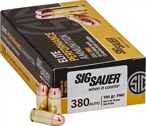 50 Rounds 20 Boxes/Case - SIG 380 ACP 100 Grain FMJ