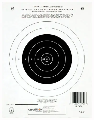 50-Yard Small Bore Rifle 12-Pack Champion Target Paper 7"x9"