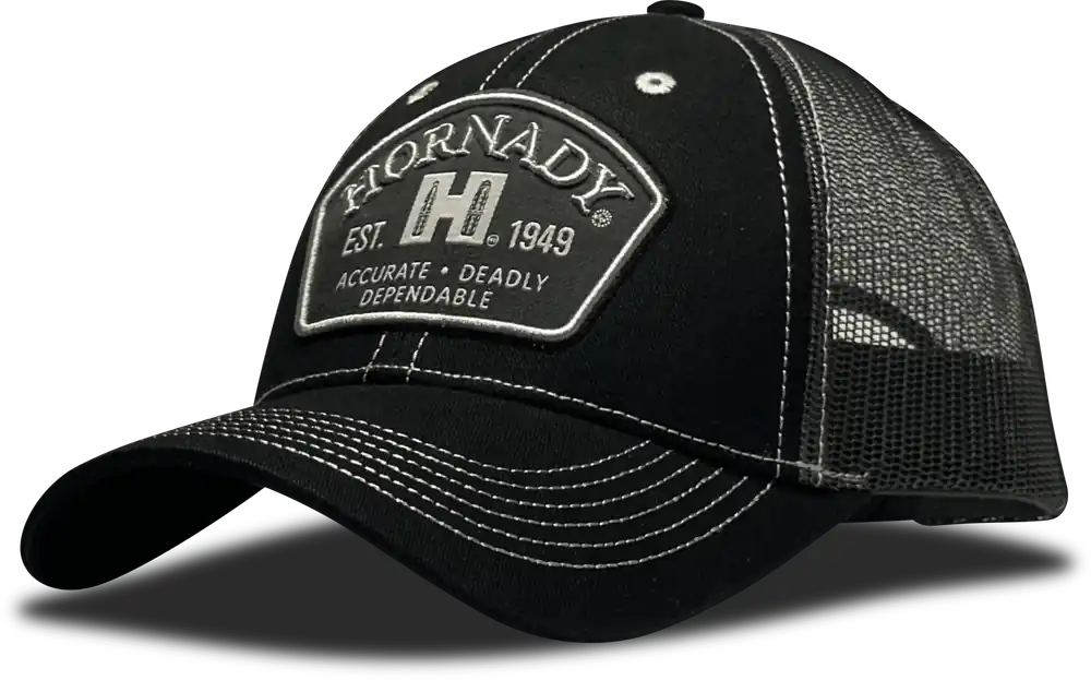 Hornady Gear 32790 Black Trucker Hat with Hornady Patch
