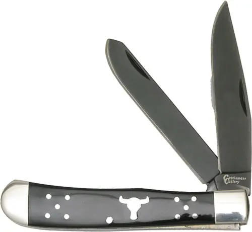 ANGUS TRAPPER 2-BLADE FOLDING KNIFE - ABKT CATTLEMANS CUTLERY BLACK