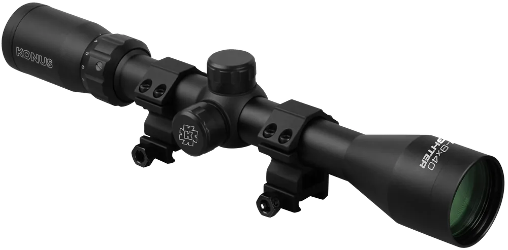 Konus 7352 Fighter 3-9x40mm Riflescope with 30/30 Reticle and Rings