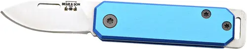 1.5" Blue/SS Aluminum Handle Bear & Son Slip Joint Folding Knife