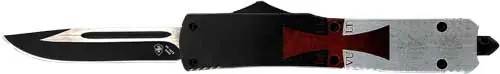 Black Drop Point Templar Knife Slim OTF 3.1" Flag Design